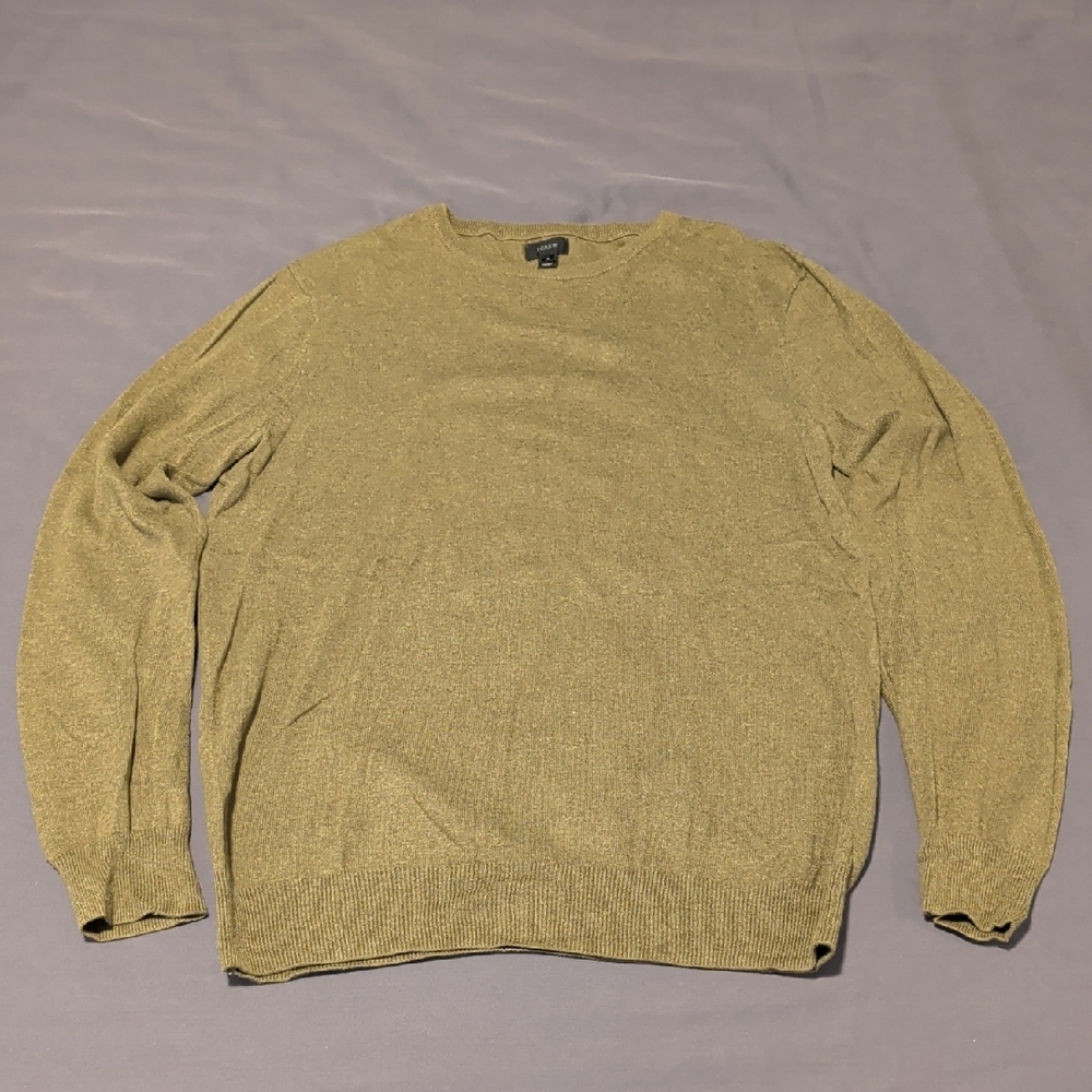J. Crew Men's Crewneck Cotton Cashmere Sweater in Olive, Size S